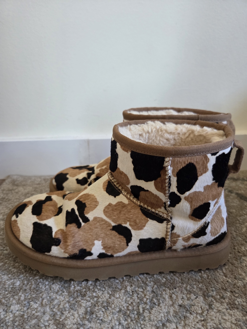 UGG Cow Print Sheepskin Lined Boot
